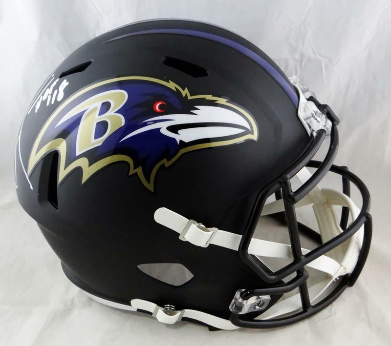 Ray Lewis Signed Baltimore Ravens Flat Black Full Size Helmet