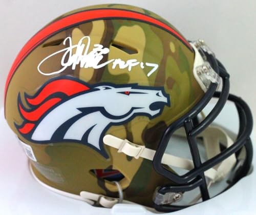 Terrell Davis Signed Denver Broncos Camo Mini Helmet HOF Inscribed