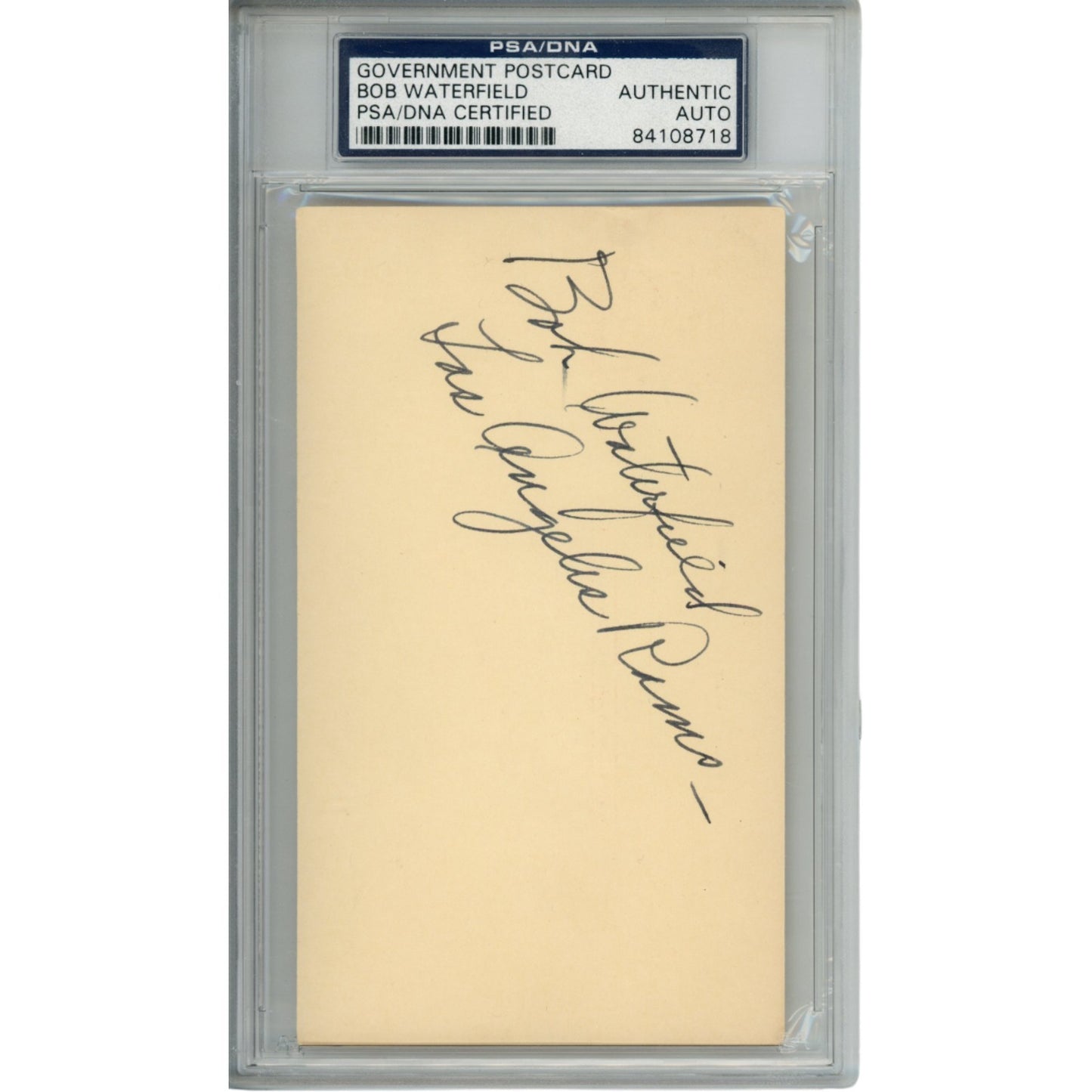 Bob Waterfield Autographed Los Angeles Rams Postcard PSA Slabbed