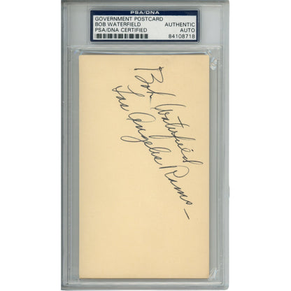 Bob Waterfield Autographed Los Angeles Rams Postcard PSA Slabbed