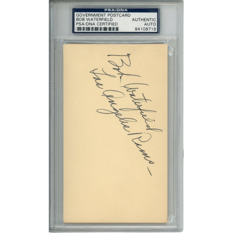 Bob Waterfield Autographed Los Angeles Rams Postcard PSA Slabbed