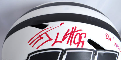 Derek, TJ & JJ Watt Signed Wisconsin Badgers Lunar Speed Authentic Helmet