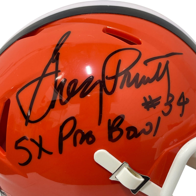 Greg Pruitt Signed Cleveland Browns Throwback Mini Helmet 5x Pro Bowl