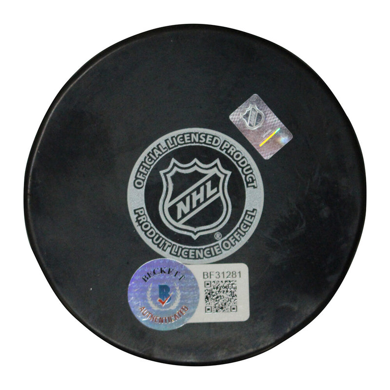 Gabriel Landeskog Signed Colorado Avalanche SC Champs Logo Puck (BAS)