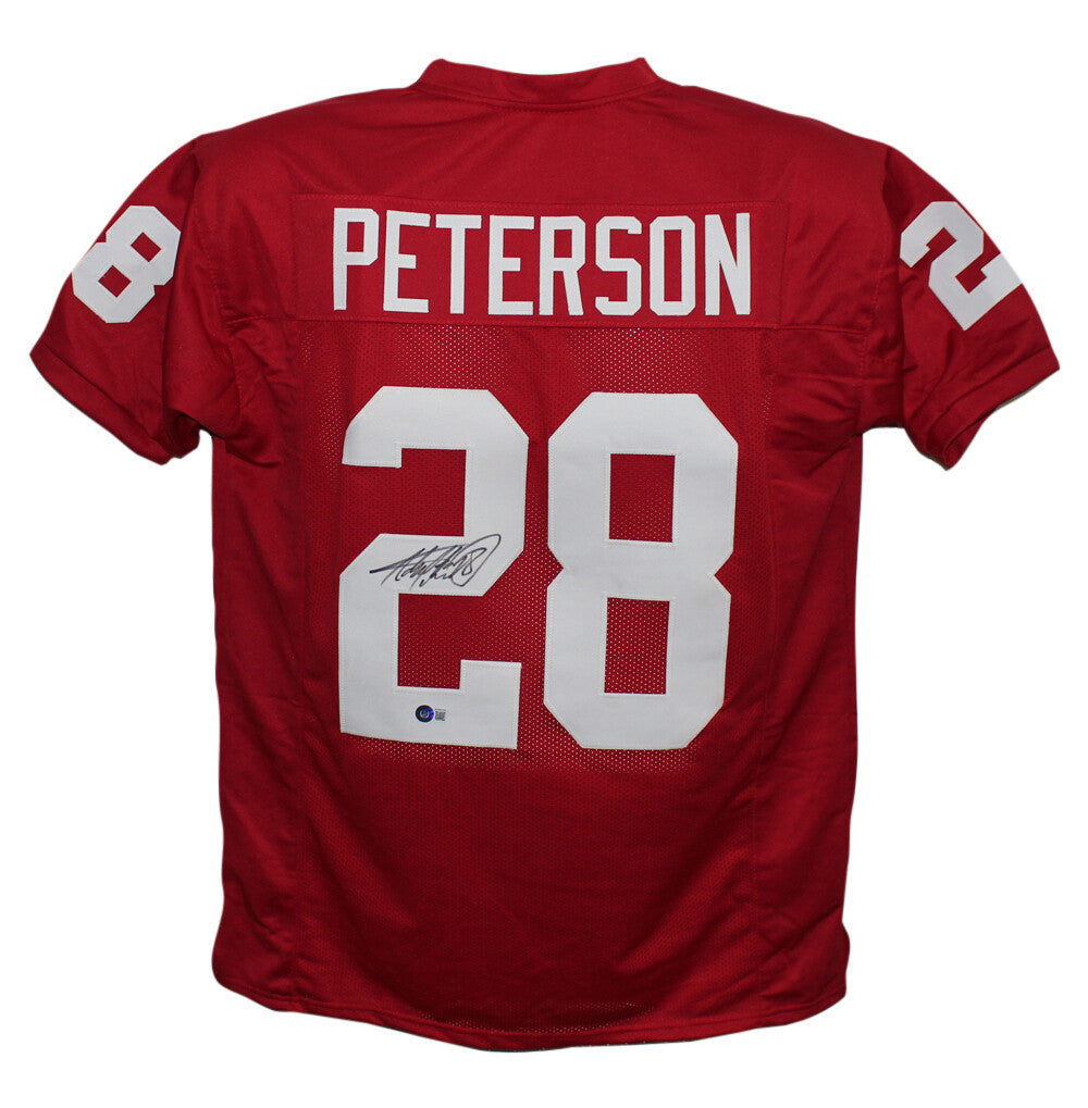 Adrian Peterson Autographed Oklahoma Sooners Style Jersey Beckett BAS
