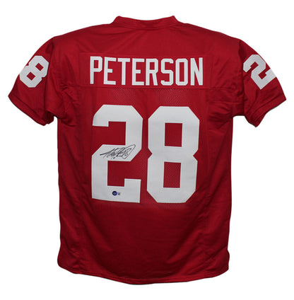Adrian Peterson Autographed Oklahoma Sooners Style Jersey Beckett BAS