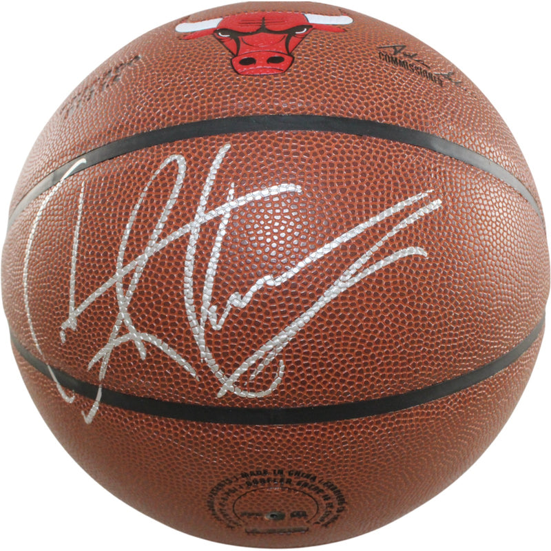 Dennis Rodman Signed Chicago Bulls Wilson Logo Basketball (Beckett)