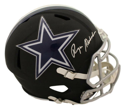 Roger Staubach Signed Dallas Cowboys Full Size Black Replica Helmet JSA