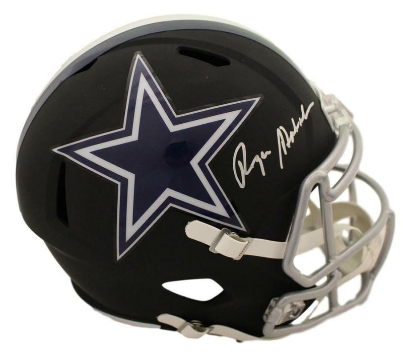 Roger Staubach Signed Dallas Cowboys Full Size Black Replica Helmet JSA