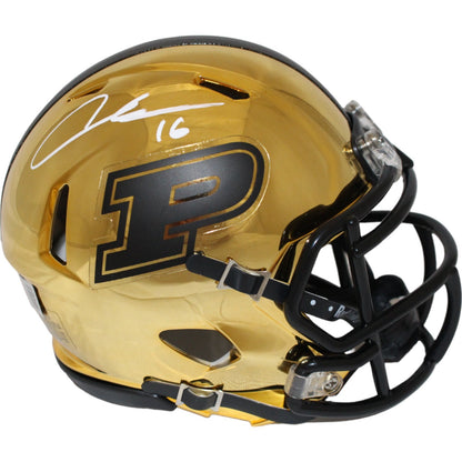 Aidan O'Connell Signed Purdue Boilermakers Gold Chrome Mini Helmet Beckett