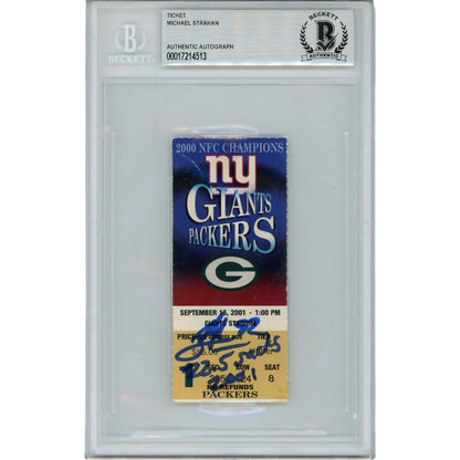 Michael Strahan Signed NY Giants Slabbed Ticket Stub "22.5 Sacks"