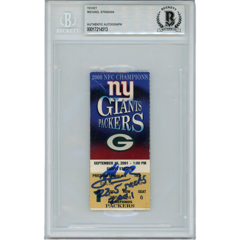 Michael Strahan Signed NY Giants Slabbed Ticket Stub "22.5 Sacks"