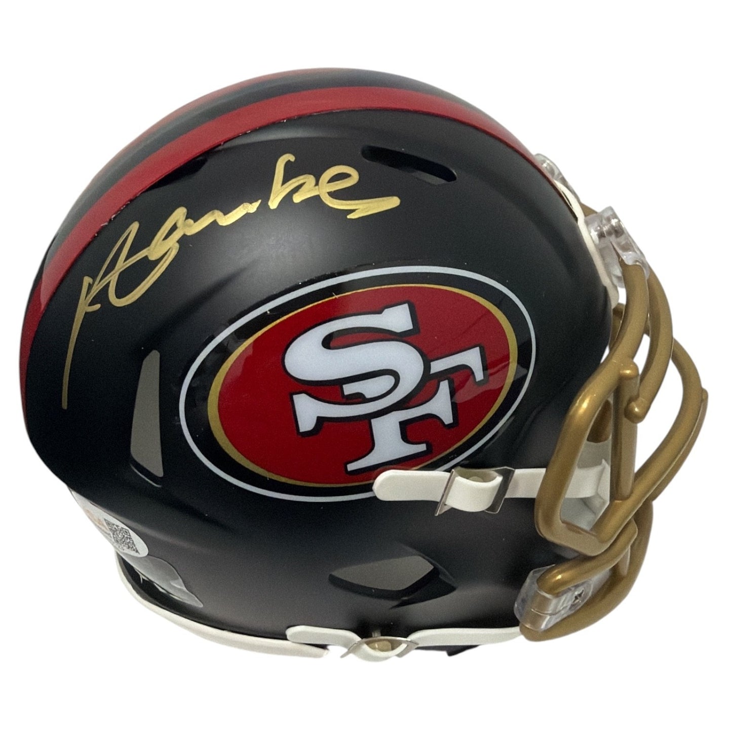 Merton Hanks Signed San Francisco 49ers Rivalries Mini Helmet