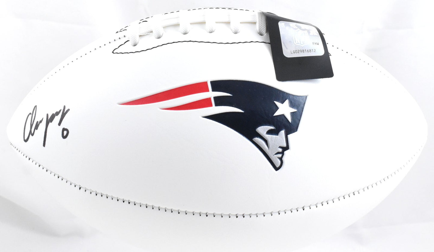 Christian Gonzalez Autographed New England Patriots Logo Football