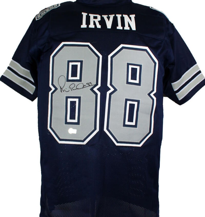 Michael Irvin Autographed Blue and Grey Custom Jersey