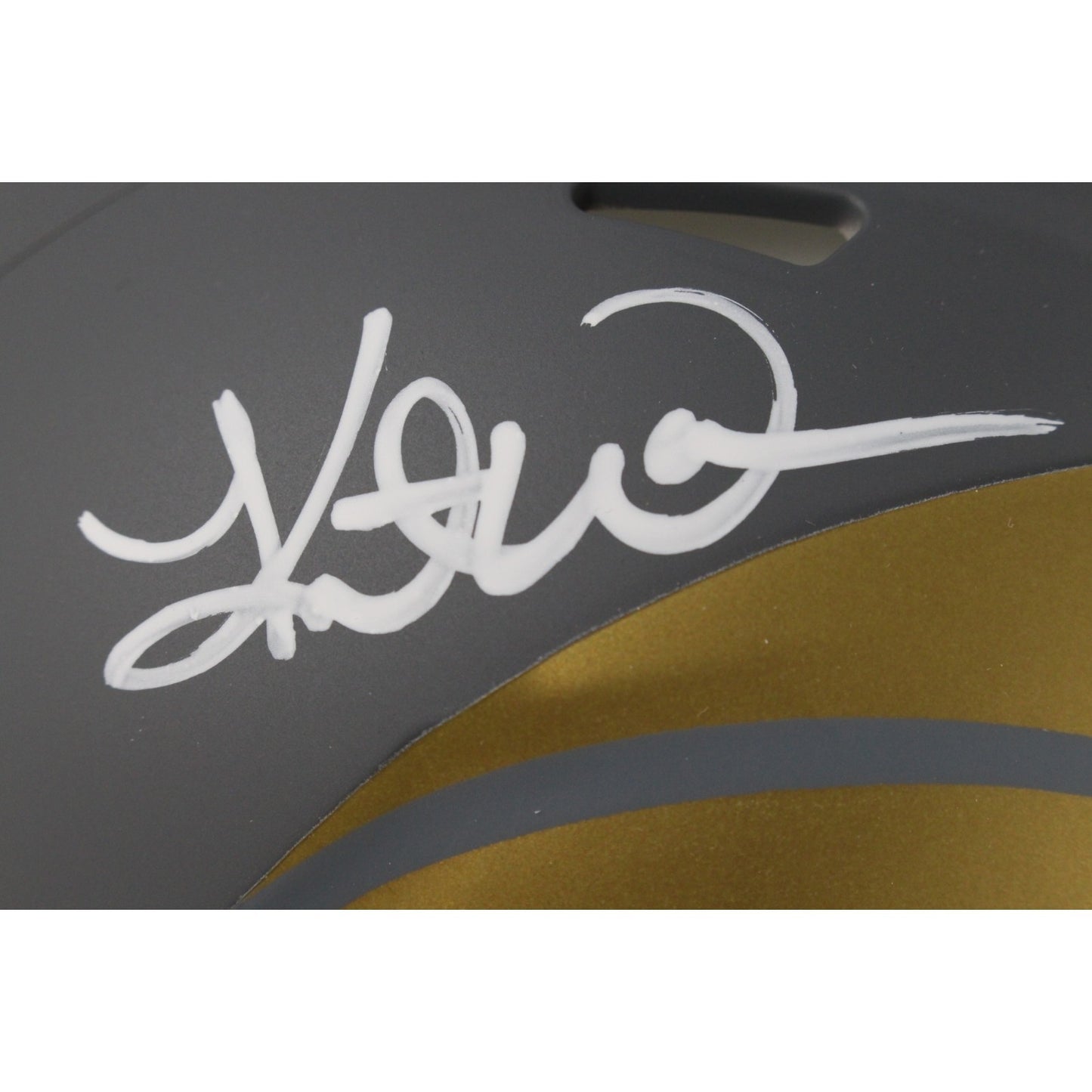 Kurt Warner Autographed Los Angeles Rams Slate Mini Helmet