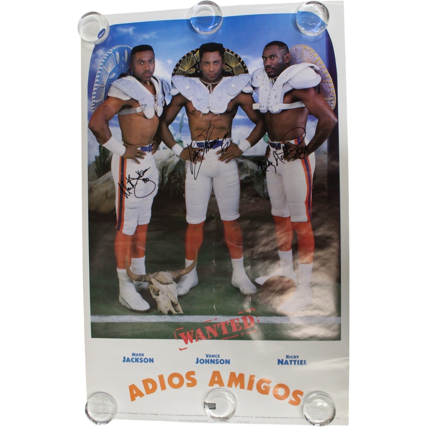 Mark Jackson, Vance Johnson & Ricky Nattiel Signed Three Amigos 1987 Poster