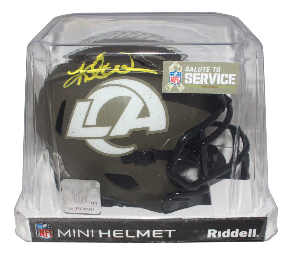 Kurt Warner Signed St. Louis Rams Salute to Service Mini Helmet