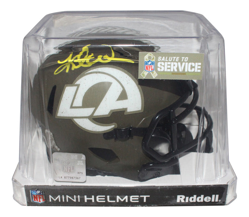 Kurt Warner Signed St. Louis Rams Salute to Service Mini Helmet