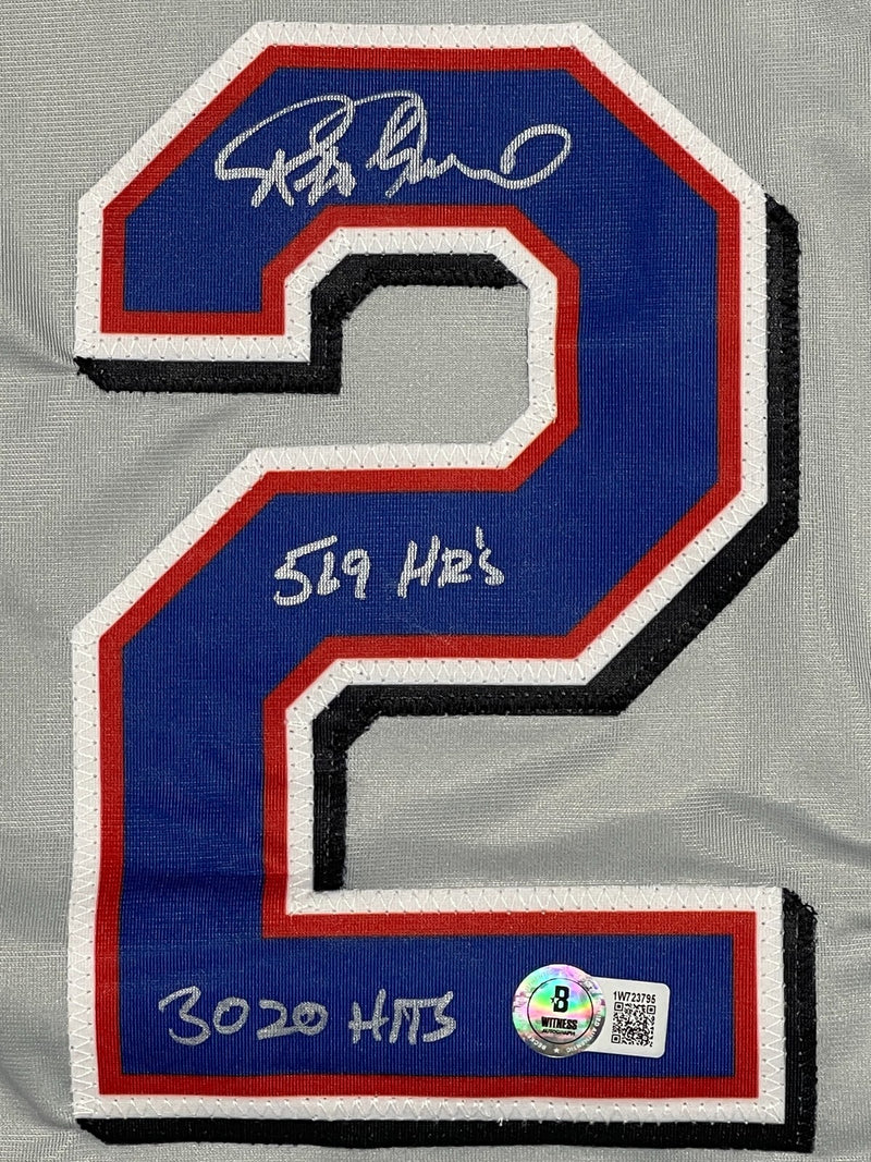 Rafael Palmeiro Signed Texas Rangers Custom Jersey (569 & 3020)