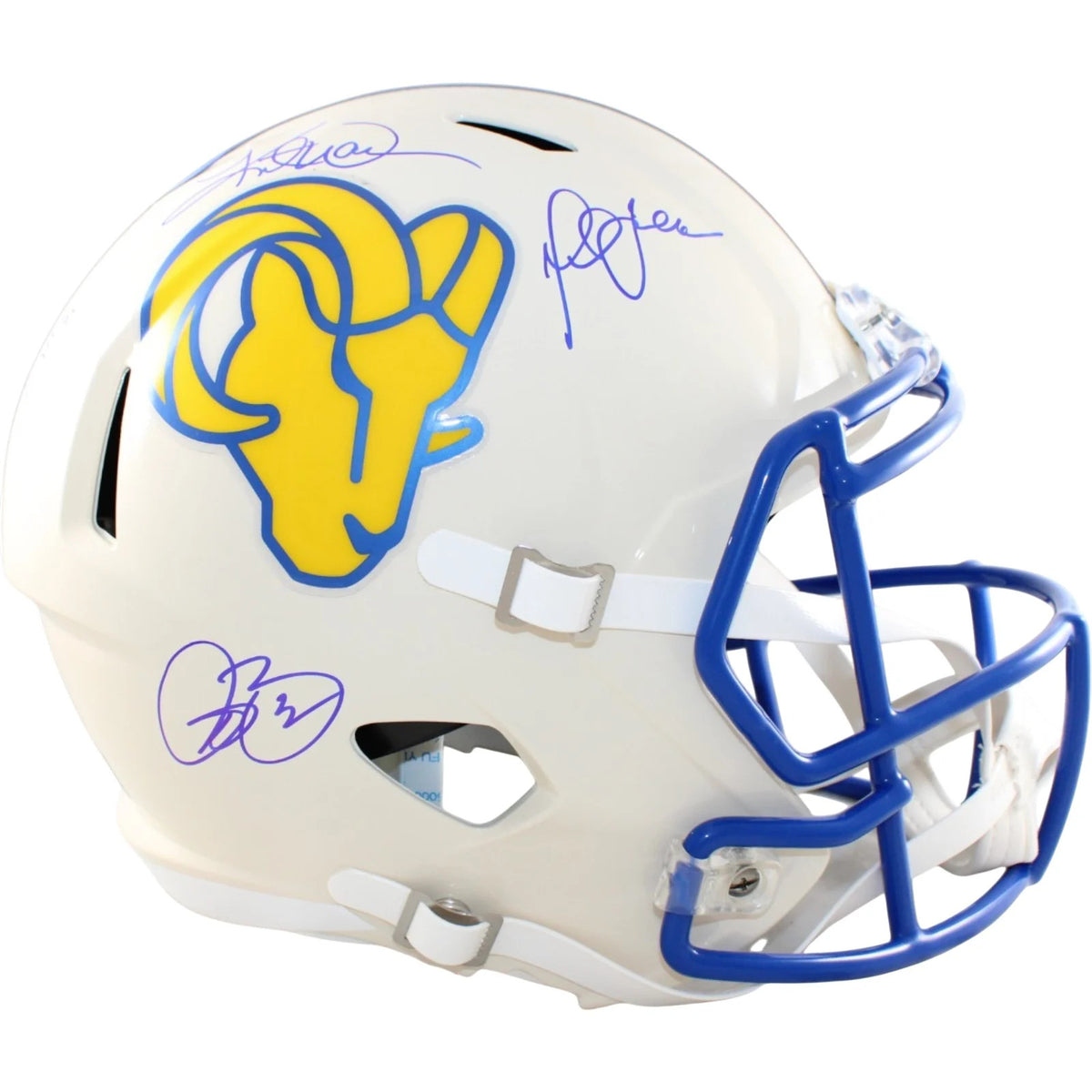 Kurt Warner, Torry Holt, Marshall Faulk & Isaac Bruce Signed Rams Proline Helmet