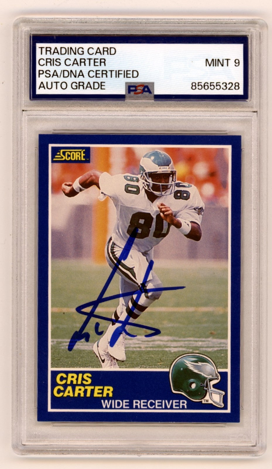 Cris Carter Signed 1989 Score Rookie Card #72 (PSA 9 Auto)