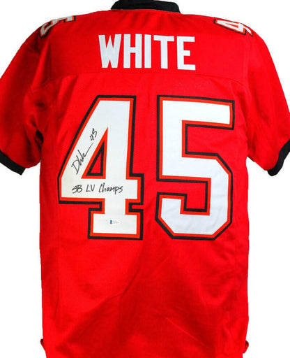 Devin White Signed Red Custom Jersey with SB Champs Inscription
