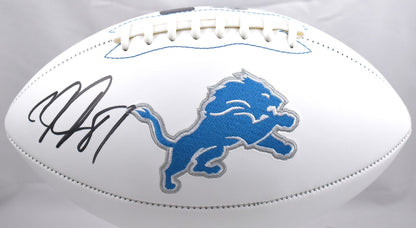Calvin Johnson Autographed Detroit Lions Logo Football