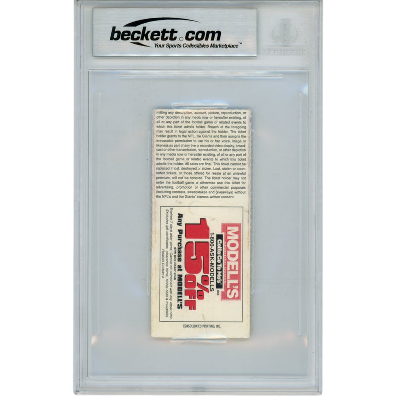 Michael Strahan Signed New York Giants Ticket Stub "22.5 Sacks 2001" Beckett