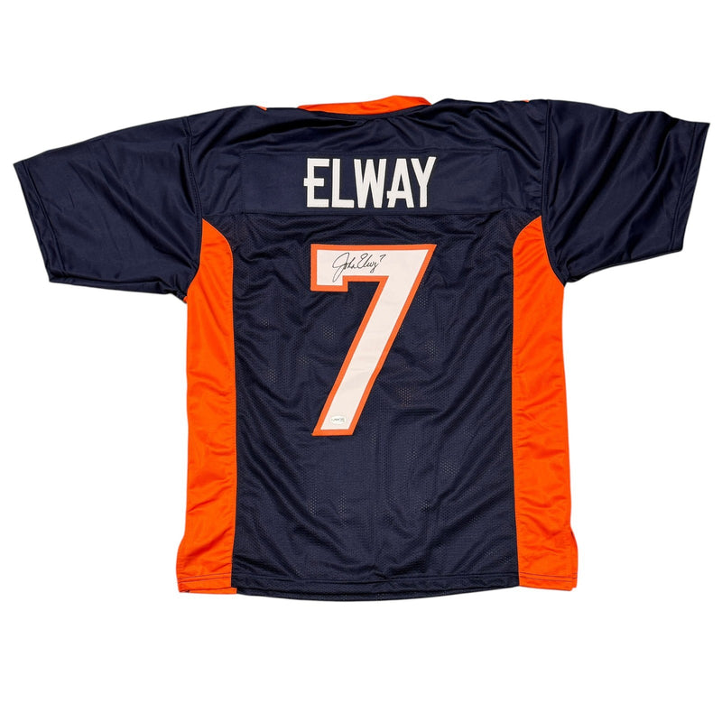 John Elway Denver Broncos Signed Custom Navy Jersey JSA COA