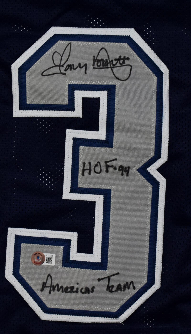 Tony Dorsett Autographed Dallas Cowboys Custom Jersey Inscribed HOF