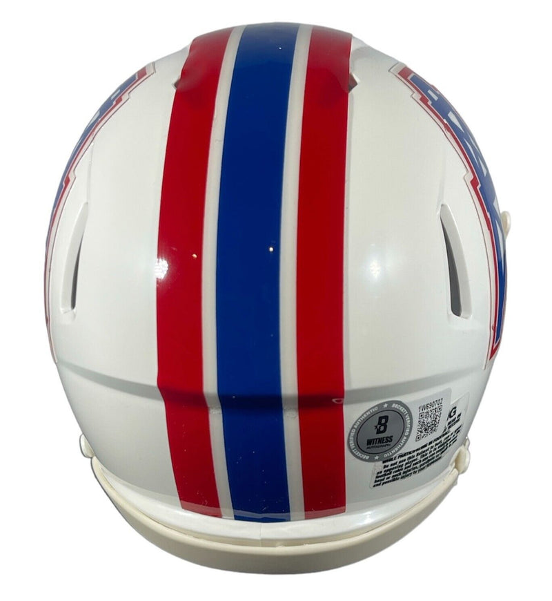 Warren Moon Signed Houston Oilers Throwback Mini Helmet HOF 06 BAS COA
