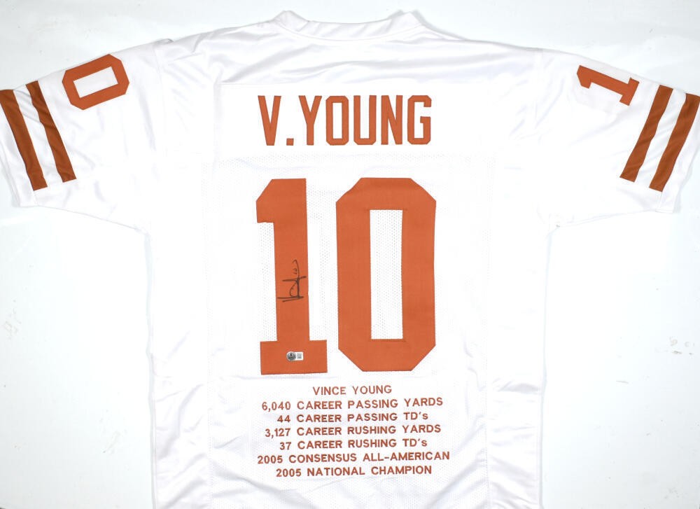 Vince Young Signed White Custom College Style Jersey