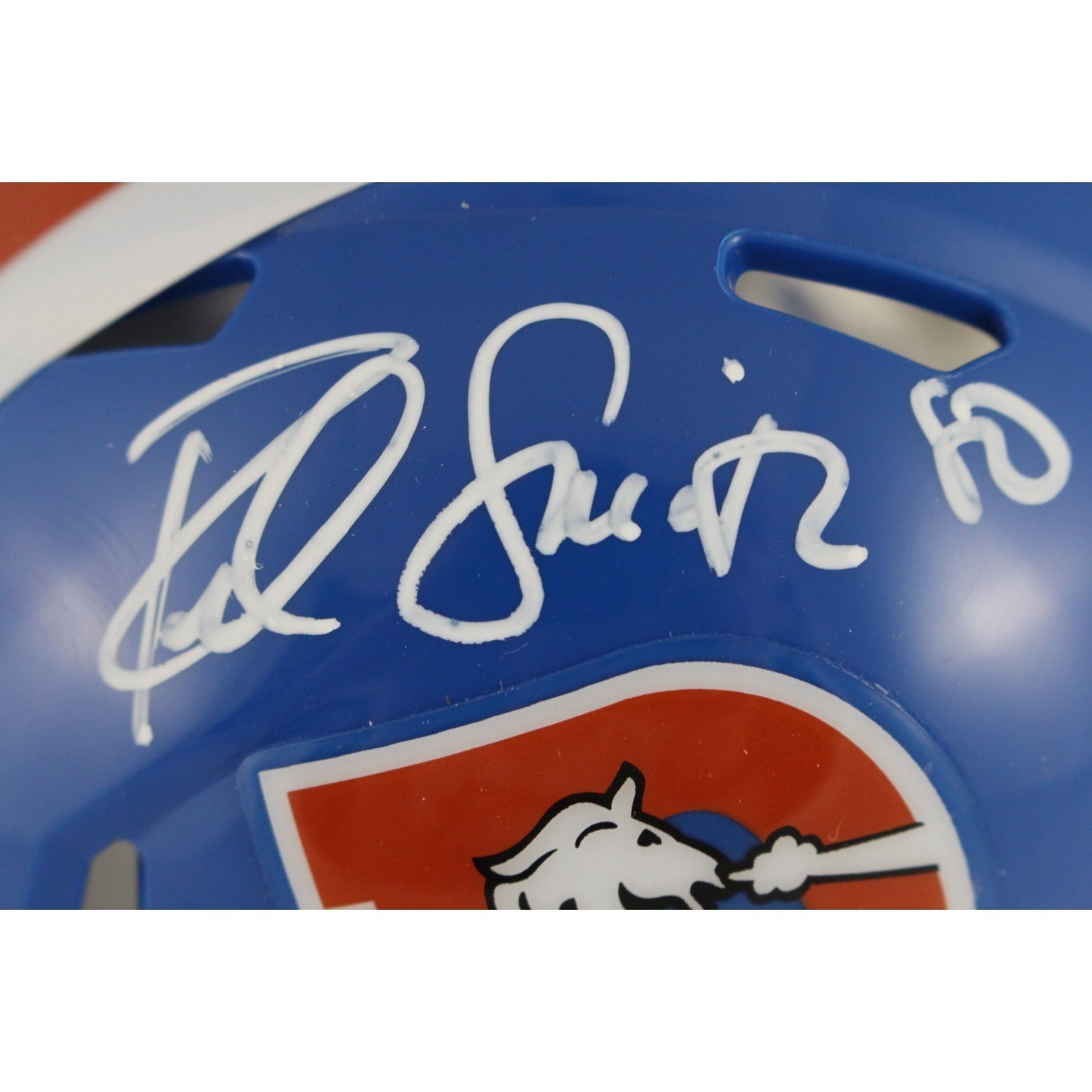 Rod Smith Autographed Denver Broncos Throwback Mini Helmet (BAS Witnessed)