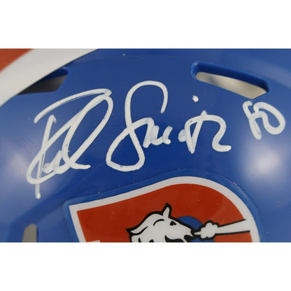 Rod Smith Autographed Denver Broncos Throwback Mini Helmet (BAS Witnessed)