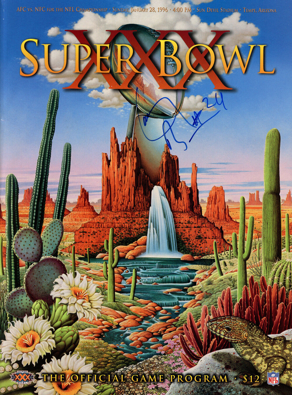 Larry Brown Signed Super Bowl XXX Official Program (Beckett COA)