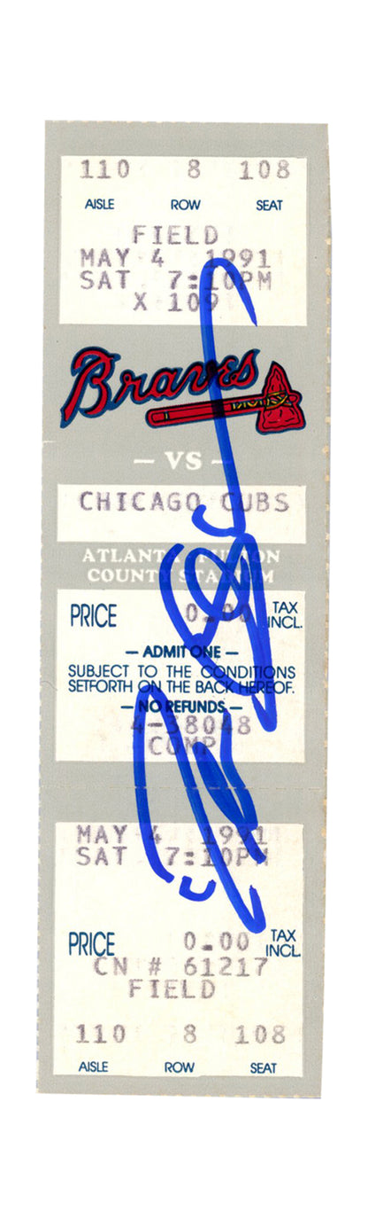 Deion Sanders Signed Atlanta Braves 1991 Full Ticket Beckett BAS