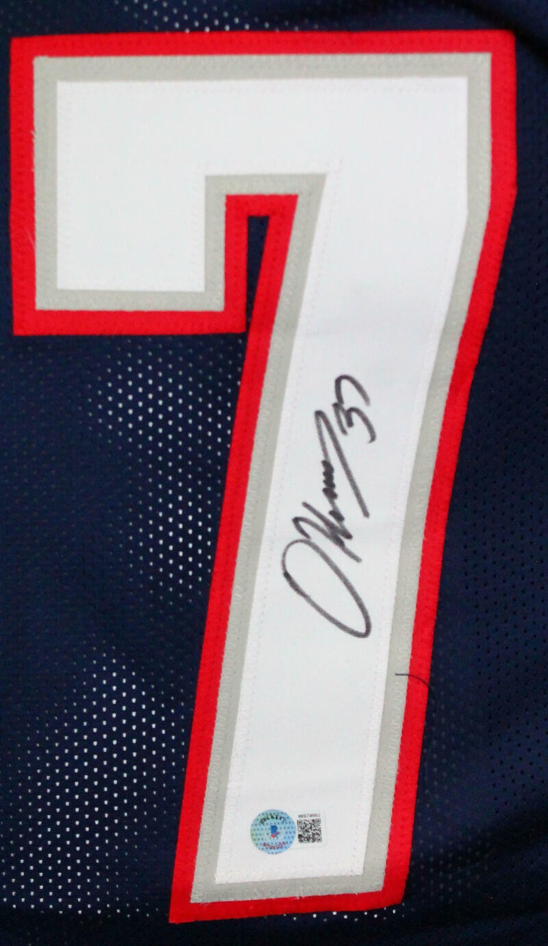 Damien Harris Autographed Blue Custom Jersey