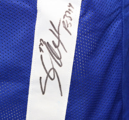 Shaun Alexander Autographed Blue Custom Jersey (Beckett COA)