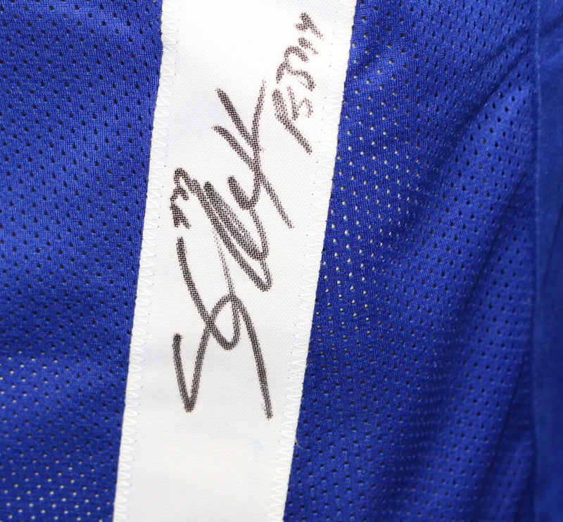 Shaun Alexander Autographed Blue Custom Jersey (Beckett COA)