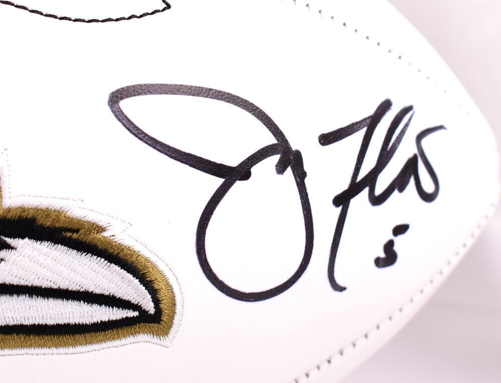 Joe Flacco & Ray Lewis Signed Baltimore Ravens Black Logo Football