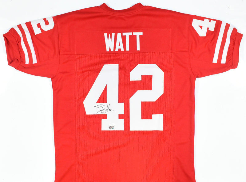 T.J. Watt Autographed Wisconsin Badgers College Style Jersey