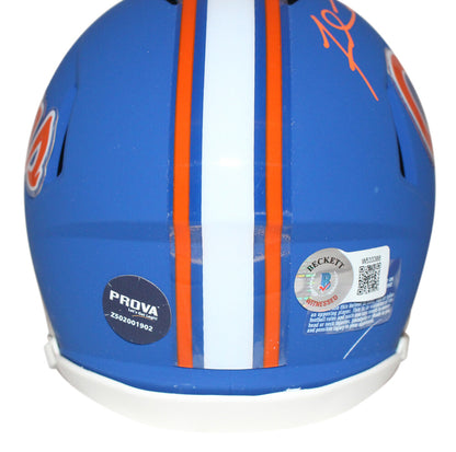 Fred Taylor Autographed Florida Gators Blue Speed Mini Helmet Beckett BAS
