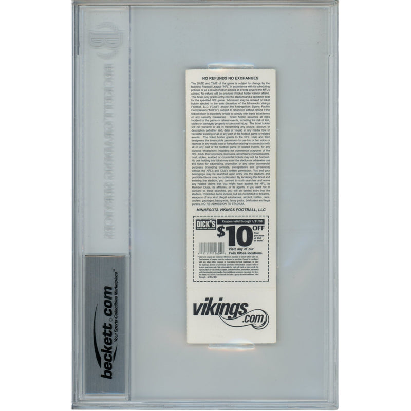 Adrian Peterson Autographed Minnesota Vikings Ticket Stub Beckett Slabbed