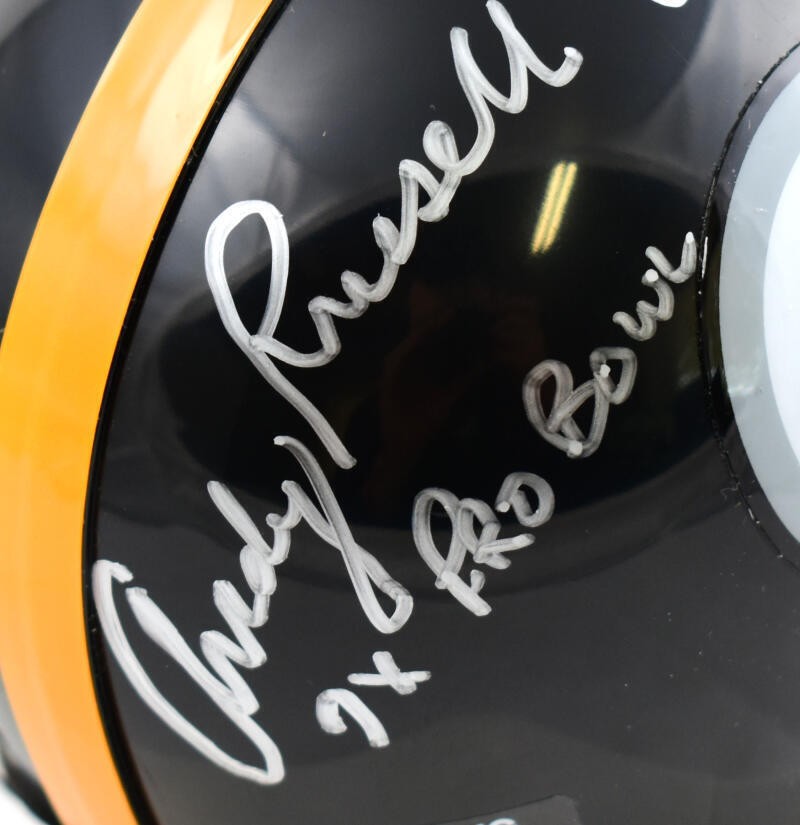 Jack Ham, Jack Lambert & Andy Russell Signed Steelers Throwback Mini Helmet