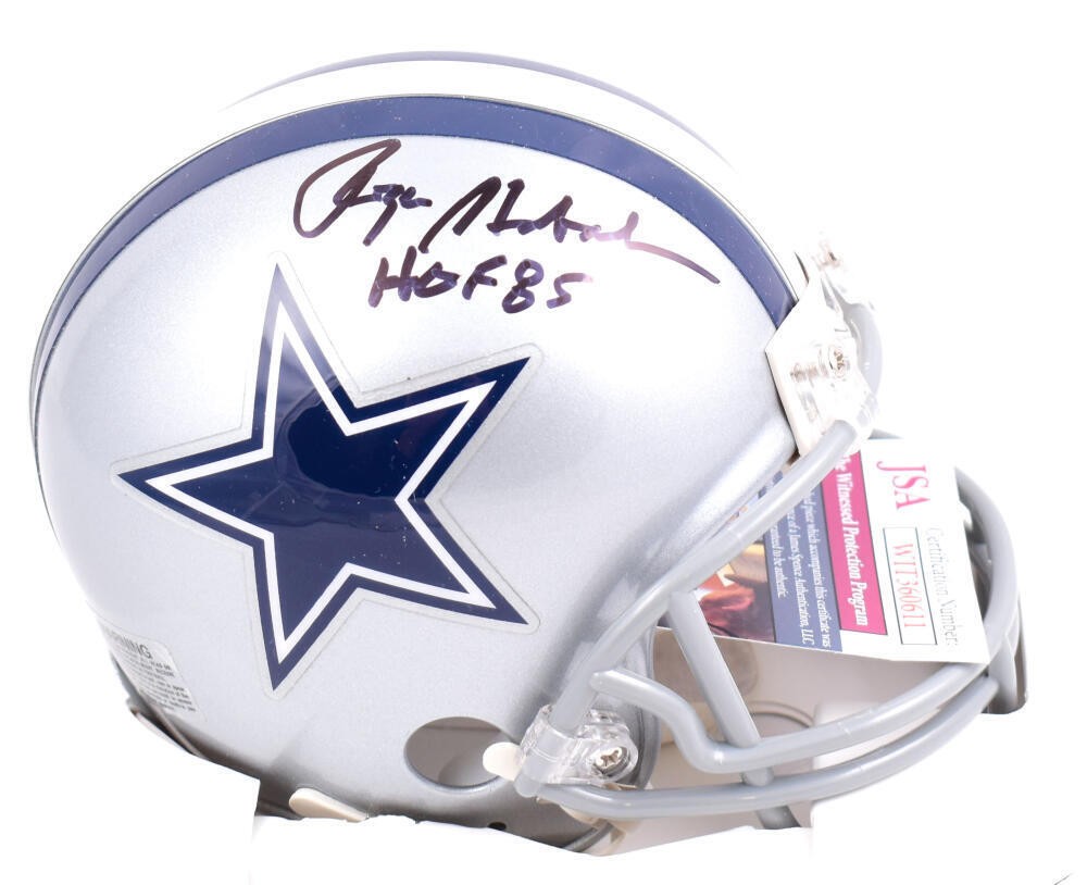 Roger Staubach Signed Dallas Cowboys Black Mini Helmet (HOF Inscription)