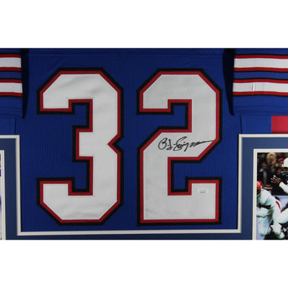 OJ Simpson Autographed Framed Blue Pro Style Jersey (Beckett BAS)