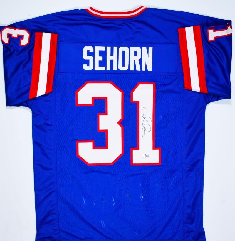 Jason Sehorn Autographed Blue Custom Jersey