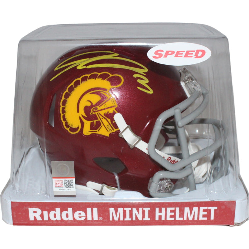 Jordan Addison Signed USC Trojans Riddell Mini Helmet Beckett COA