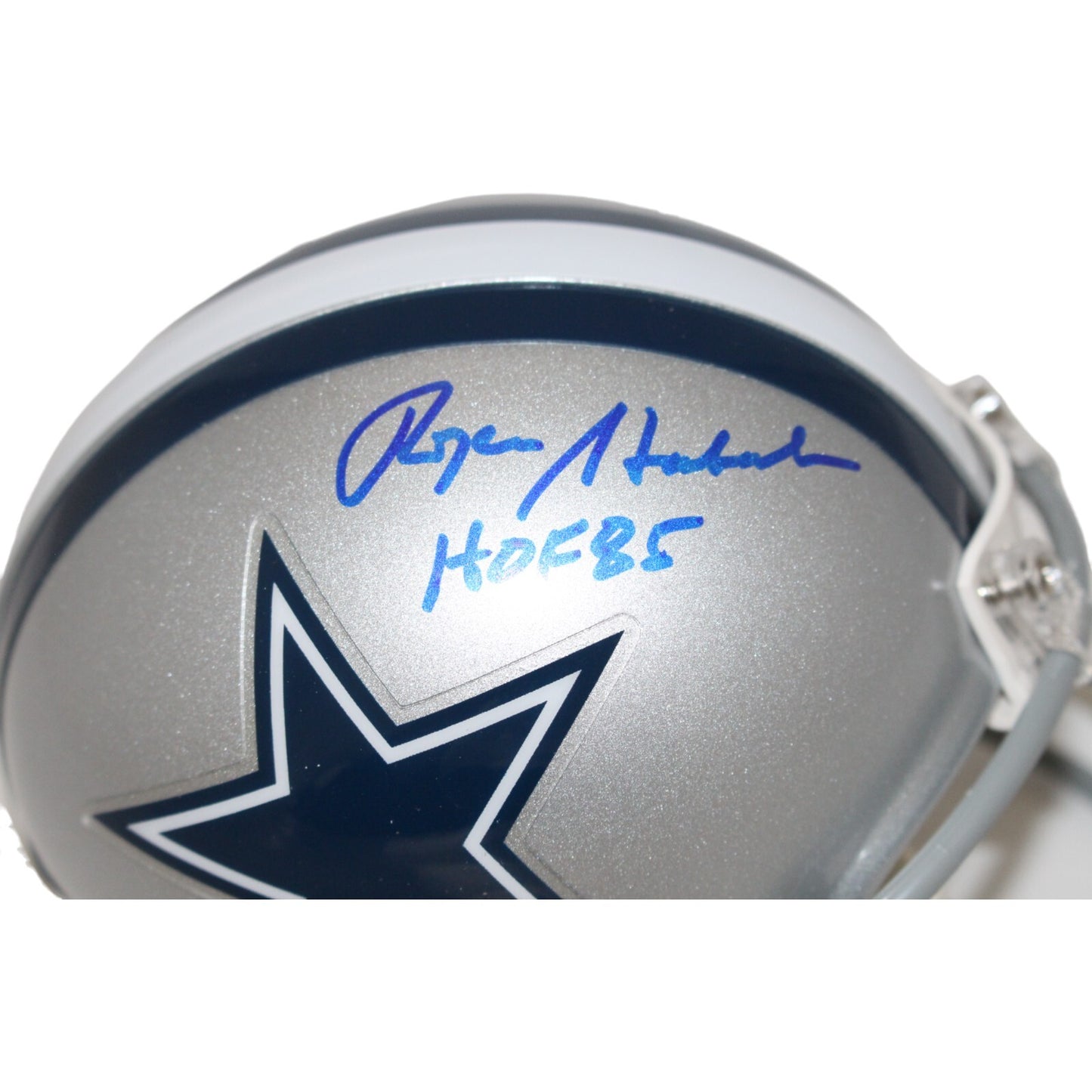 Roger Staubach Signed Dallas Cowboys VSR4 Mini Helmet HOF Beckett